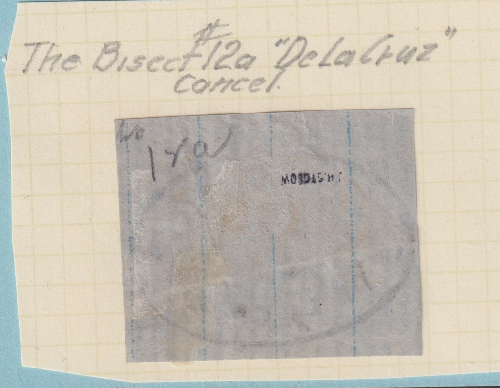 ARGENTINA 12a  1864  RIVADAVIA  BISECT DE LA CRUZ CANCEL RARE PDJ