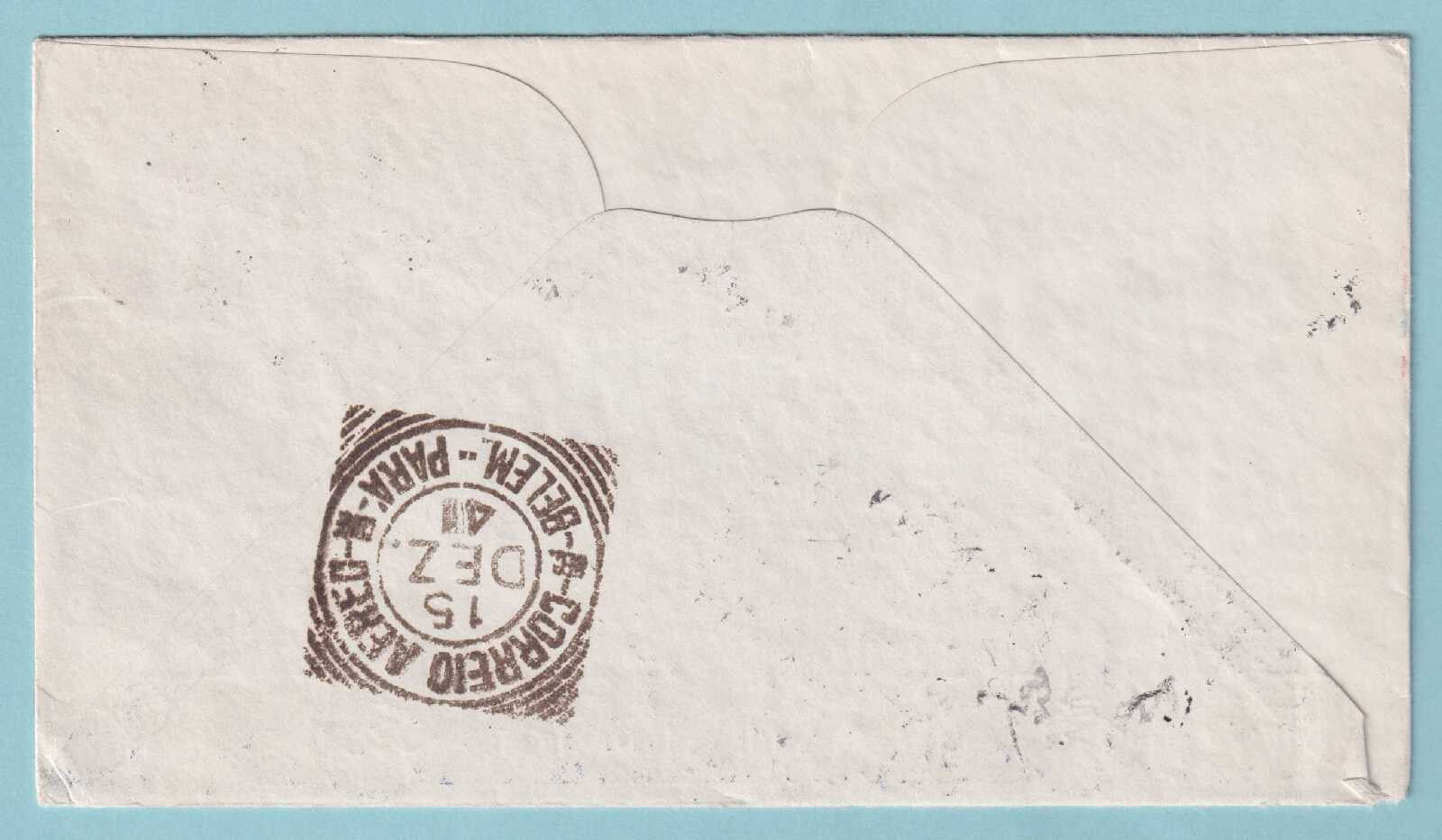 BELGIAN CONGO 1941 FIRST FLIGHT COVER FROM LEOPOLDVILLE TO BELEM BRAZIL - CV314