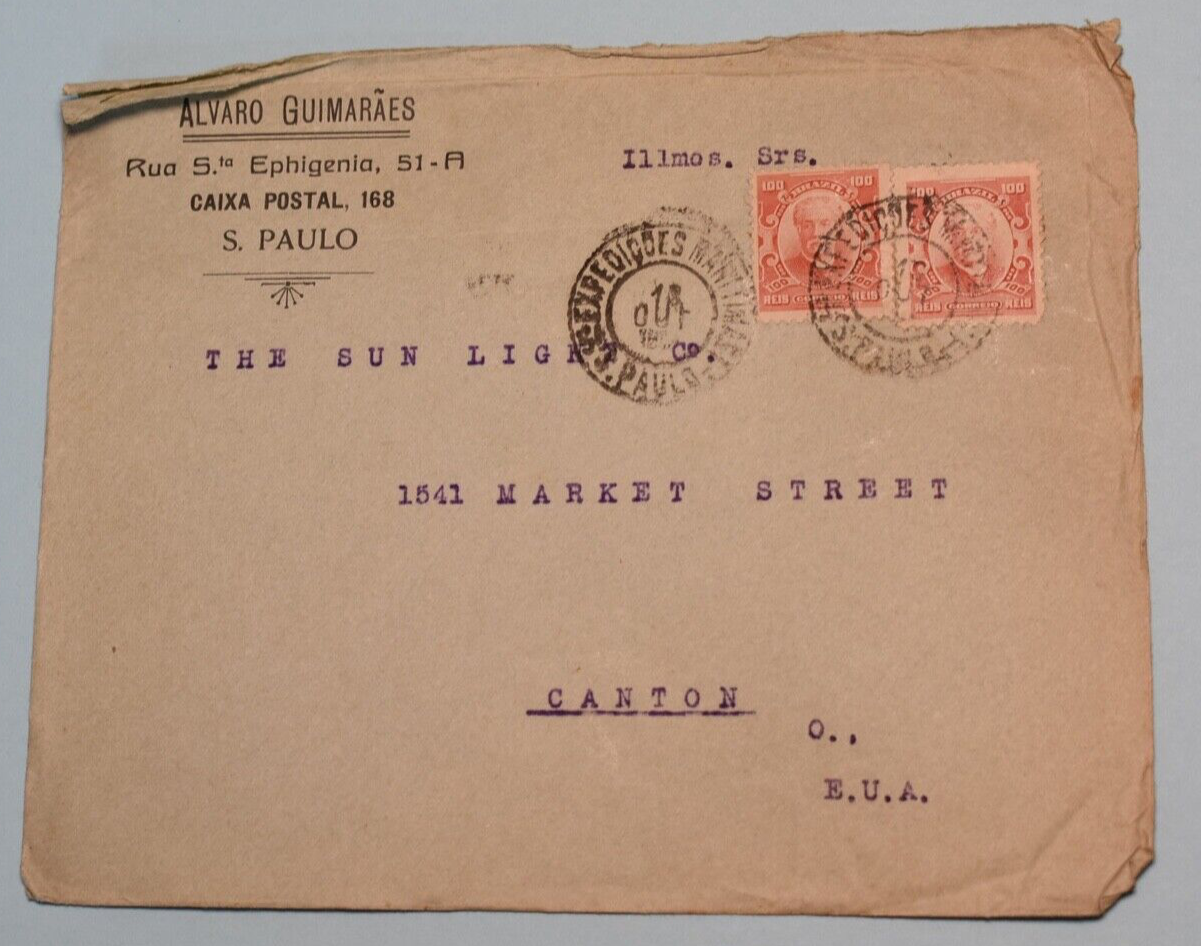 BRAZIL TO CANTON OHIO 1918  VERY INTERESTING! E3
