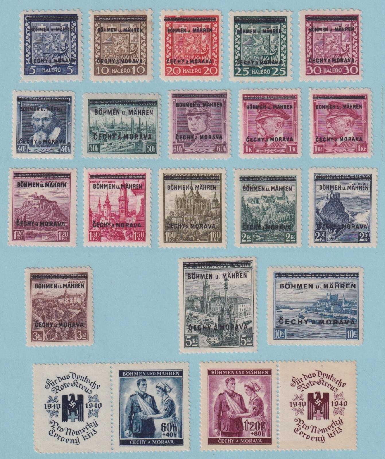 BOHEMIA & MOROVIA 1 - 19 (NO #17) & B1 - B2  MINT STAMPS - MOST ARE MNH** - M599