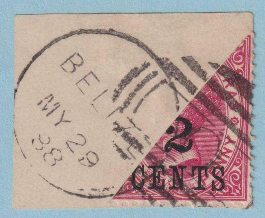 BRITISH HONDURAS 28a BISECT  USED ON PEICE- NO FAULTS VERY FINE! - ENT