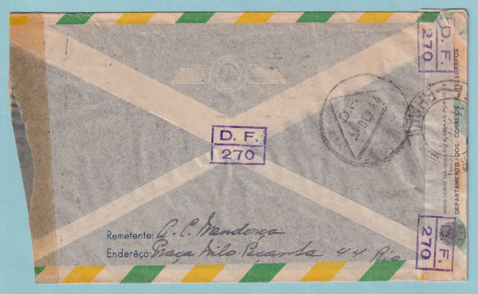 BRAZIL - 1944 SENSORED COVER TO ANN ARBOR MICHIGAN - CV010