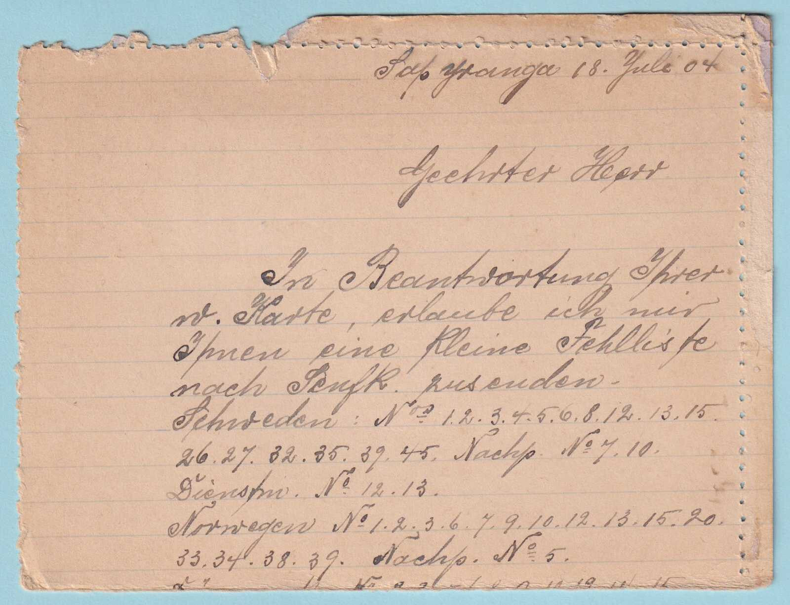 BRAZIL POSTAL STATIONARY POSTCARD USED - MAILED 1904 TO SHÖFDE SWEDEN - CR424