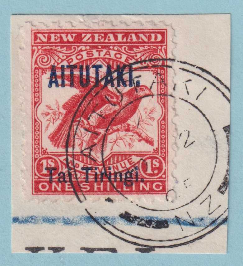 AITUTAKI 6  USED ON PIECE - NO FAULTS EXTRA FINE - RIB