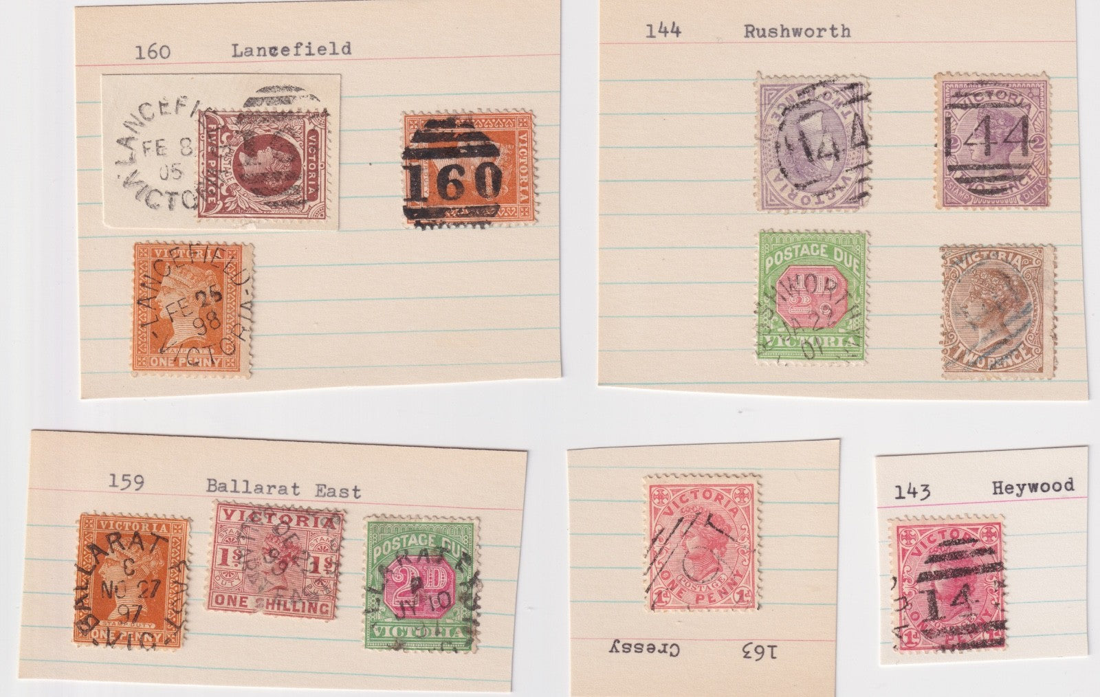 AUSTRALIA VICTORIA RUSHWORTH HEYWOOD BALLARAT EAST LANGEFIELD CRESSY CANCEL M050