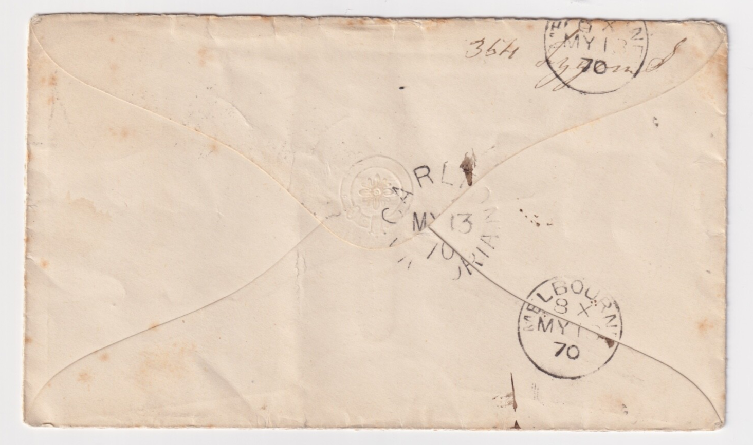 AUSTRALIA VICTORIA BALLARAT TO MELBOURNE 1870 COVER  B026