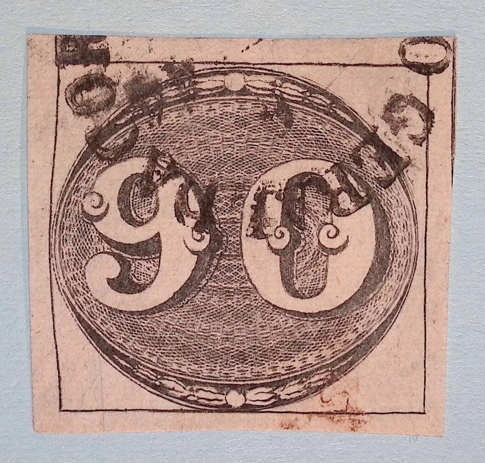 BRAZIL 3 1843 90 REIS BULLSEYE USED LARGE MARGINS NO FAULTS PF CERTIFCATE! L754