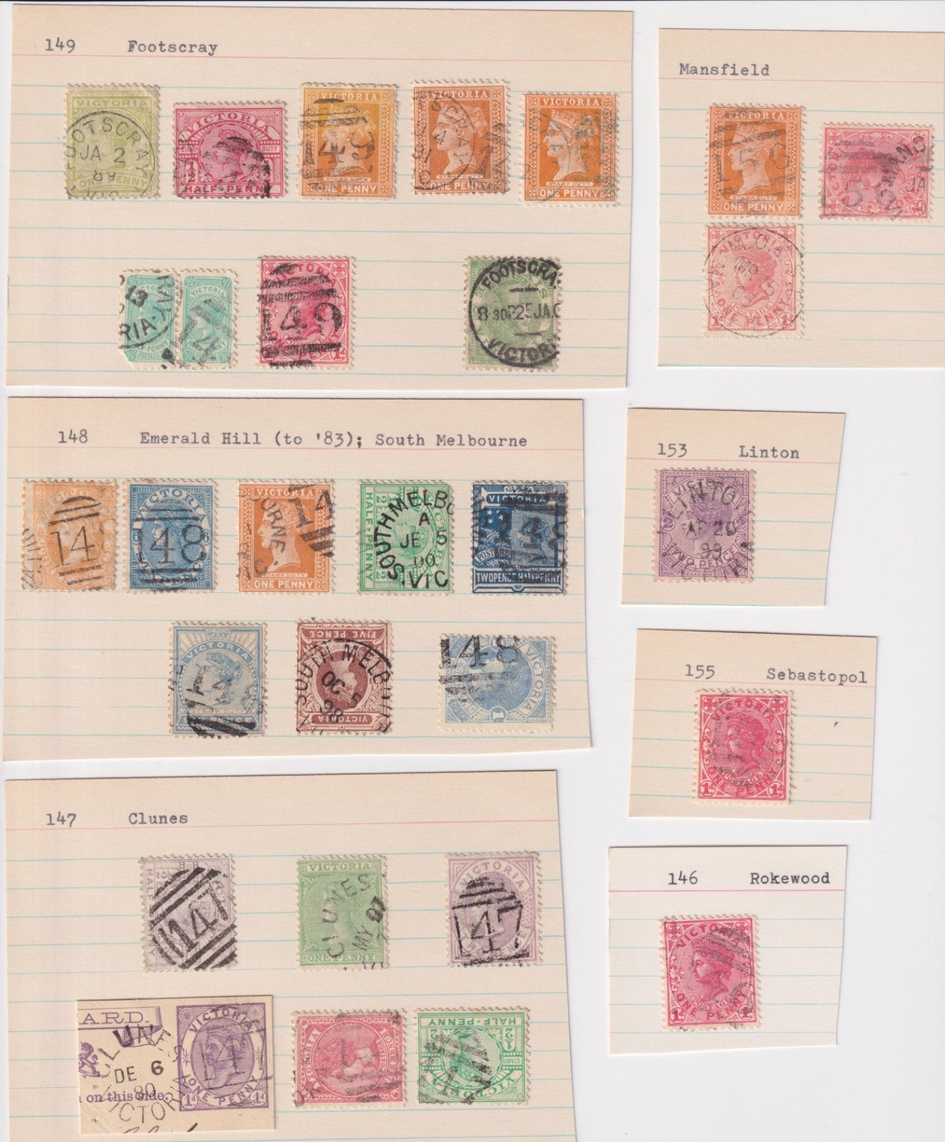 AUSTRALIA VICTORIA ROKEWOOD SEBASTOPOL LINTON MANSFIELD FOOTSCRAY  CLUNES  M051