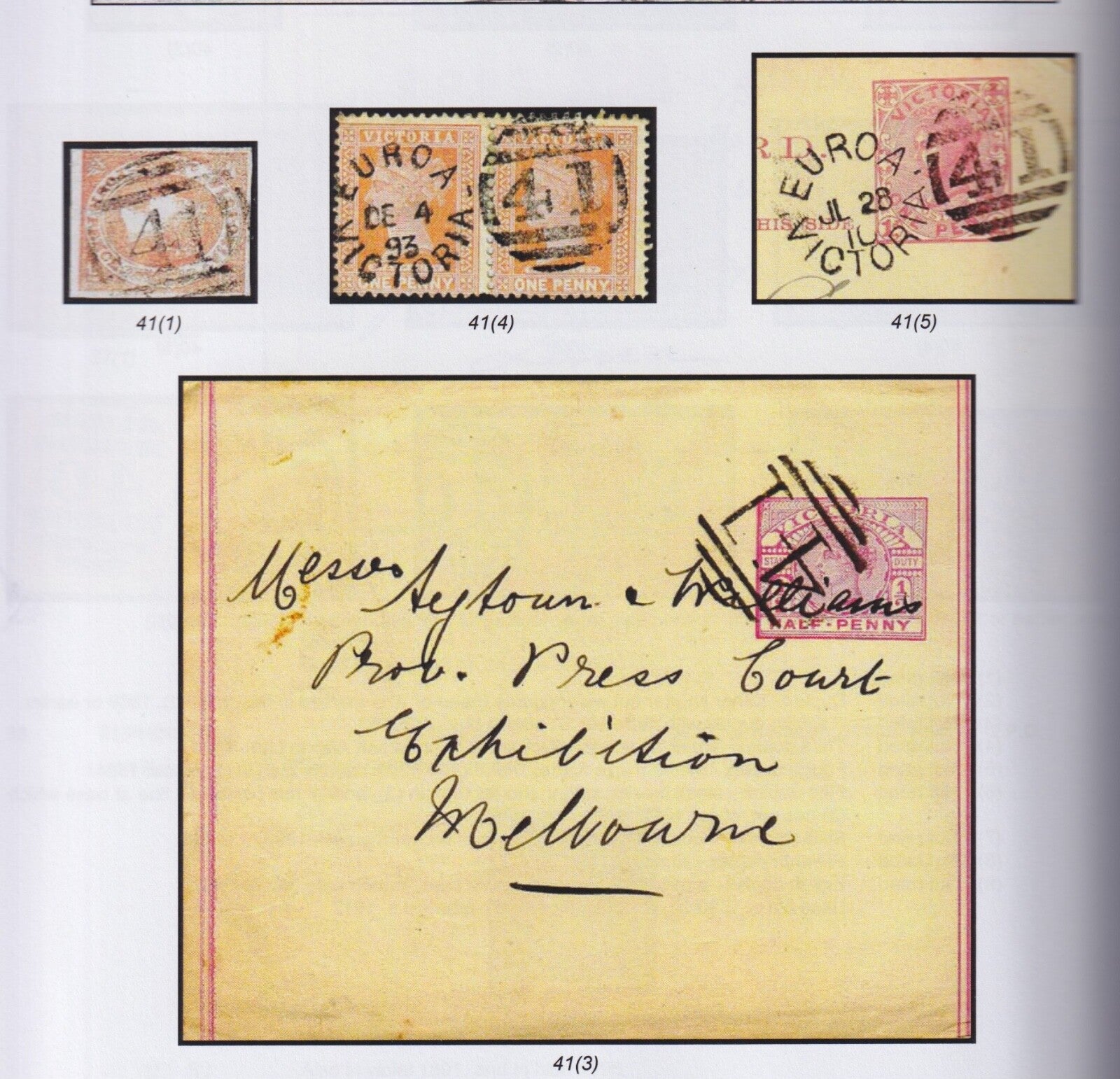 AUSTRALIA VICTORIA EUROA 41  SON CANCEL! NOT LISTED IN FREEMAN BOOK TOP RARITY!