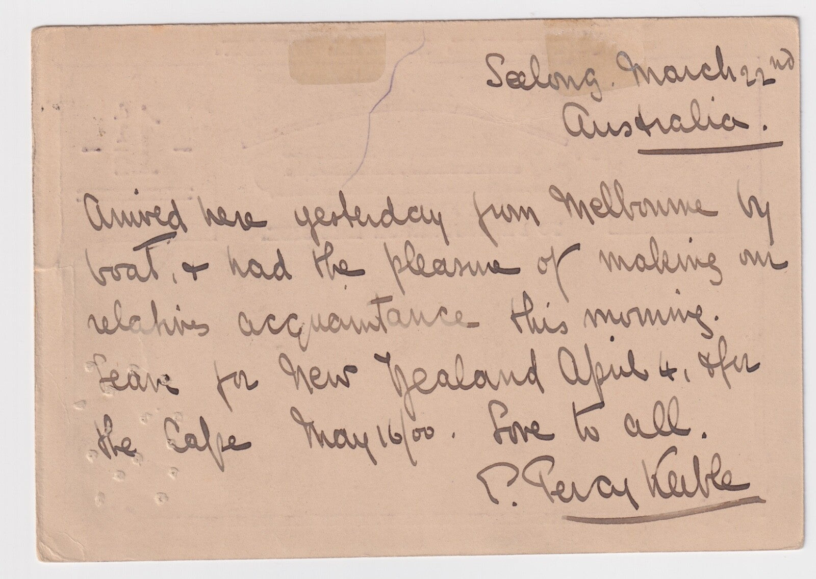 AUSTRALIA VICTORIA UPU CARD 1900 GEELONG TO ENGLAND SON CANCELS B037