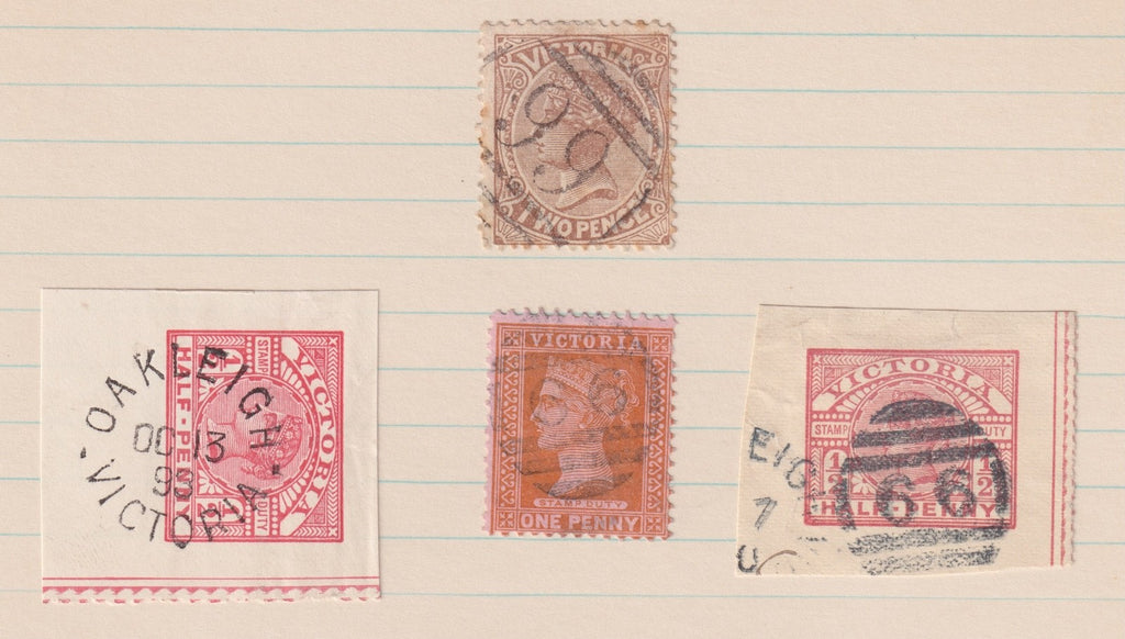 AUSTRALIA VICTORIA  OAKLEIGH COBURG SEYMOUR SON CANCELS POSTMARKS MO35