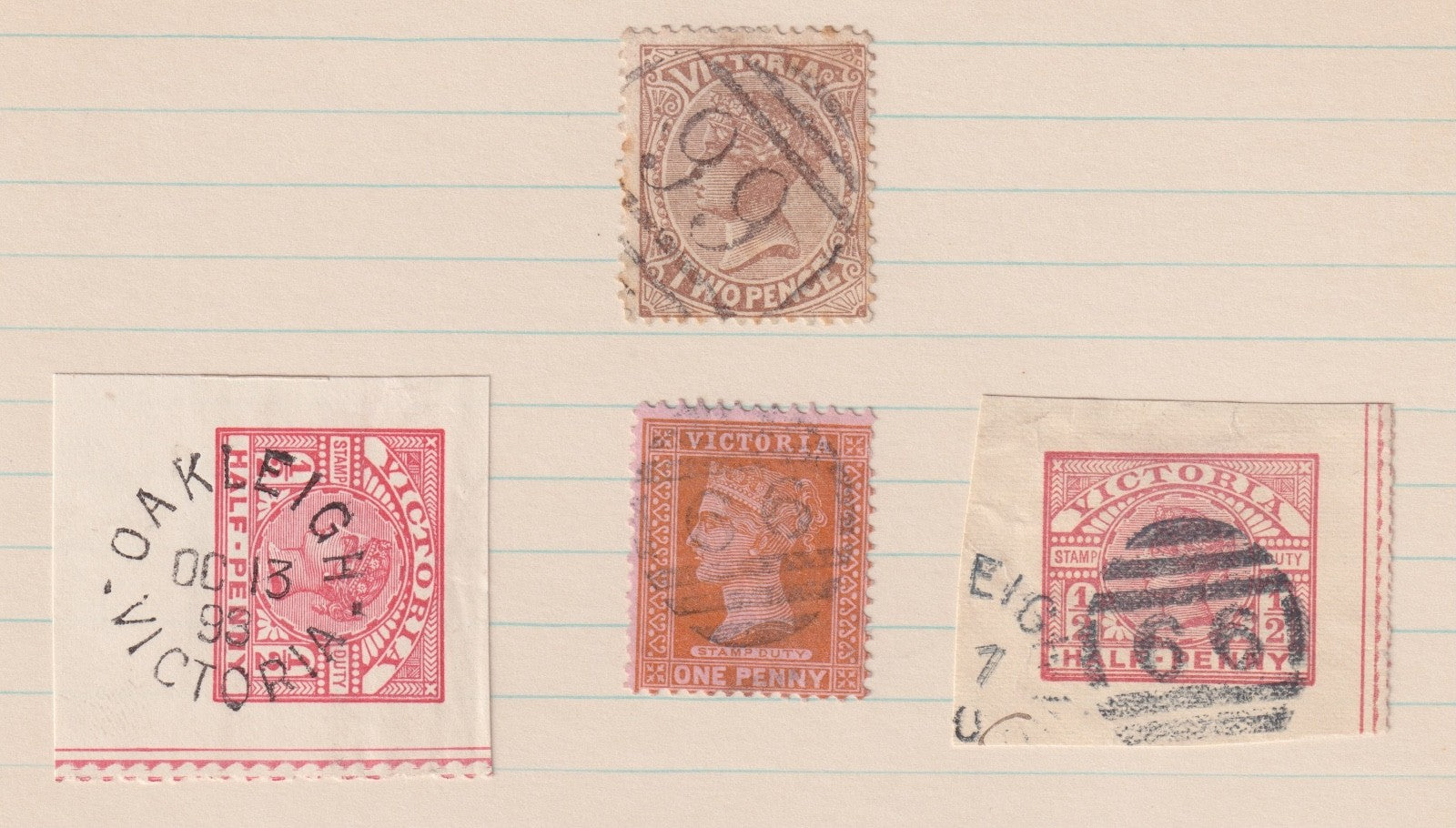 AUSTRALIA VICTORIA  OAKLEIGH COBURG SEYMOUR SON CANCELS POSTMARKS MO35