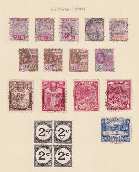 BRITISH GUIANA - GROUP OF 15 "GEORGETOWN" SON CANCELS - REMOVED FROM PAGE - M645