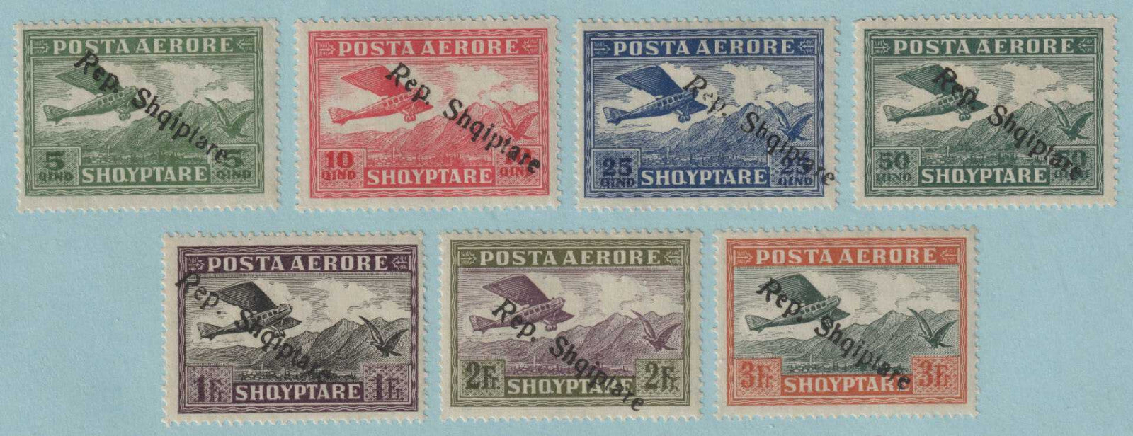 ALBANIA C8 - C14 AIRMAILS  MINT HINGED OG * NO FAULTS VERY FINE! - T707