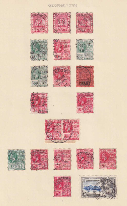 BRITISH GUIANA - GROUP OF 19 "GEORGETOWN" SON CANCELS - REMOVED FROM PAGE - M646
