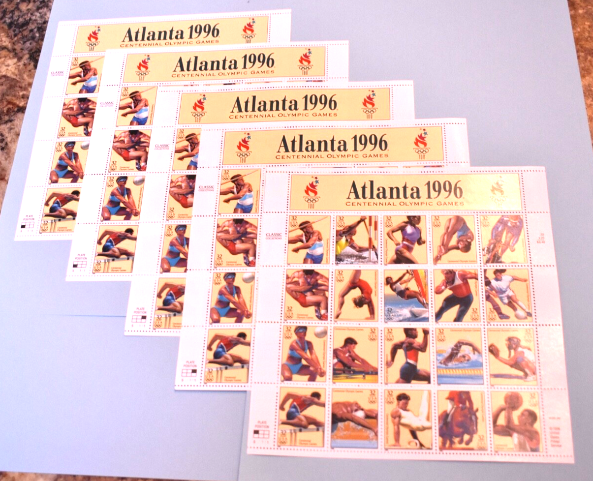 ATLANTA 1996 OLYMPIC GAMES 5 SHEETS 100 STAMPS UNITED STATES #3068