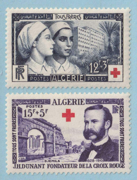 ALGERIA B74 - B75 SEMI-POSTALS  MINT NEVER HINGED OG ** SIGNED ON BACK - V389