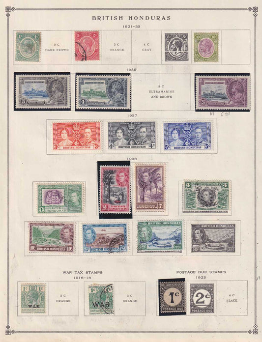 BRITISH HONDURAS - MINT AND USED COLLECTION REMOVED FROM ALBUM PAGES - M559