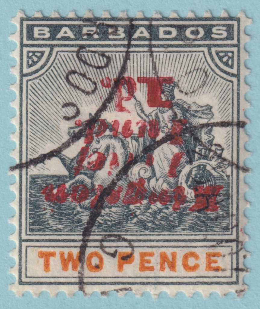 BARBADOS B1b  USED - INVERTED SURCHARGE - NO FAULTS VERY FINE! - UKV