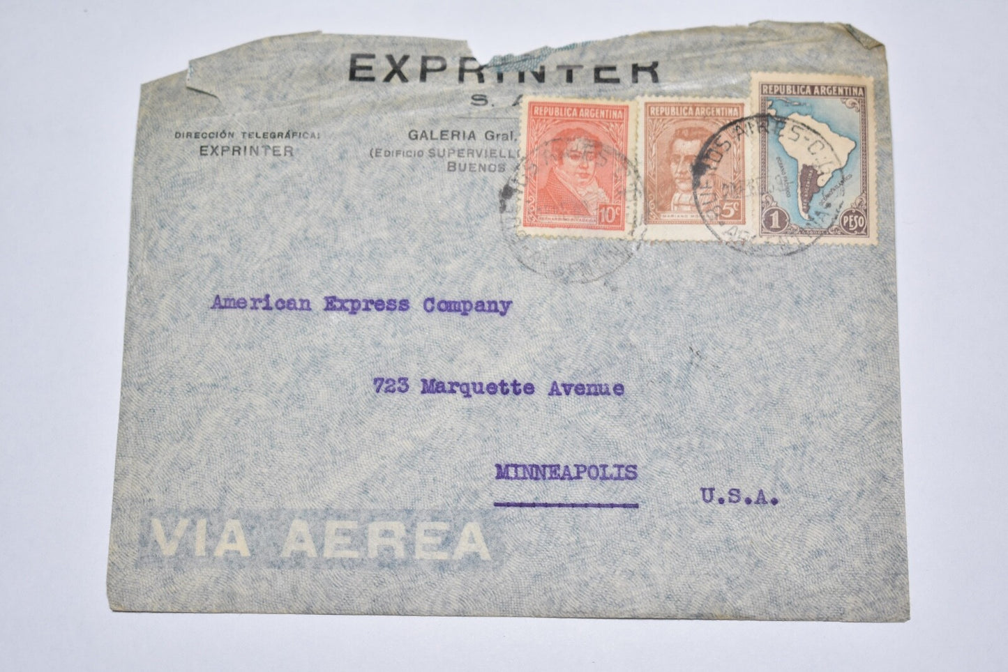 ARGENTINA 1939 COMMERCIAL COVER TO MINNEAPOLIS