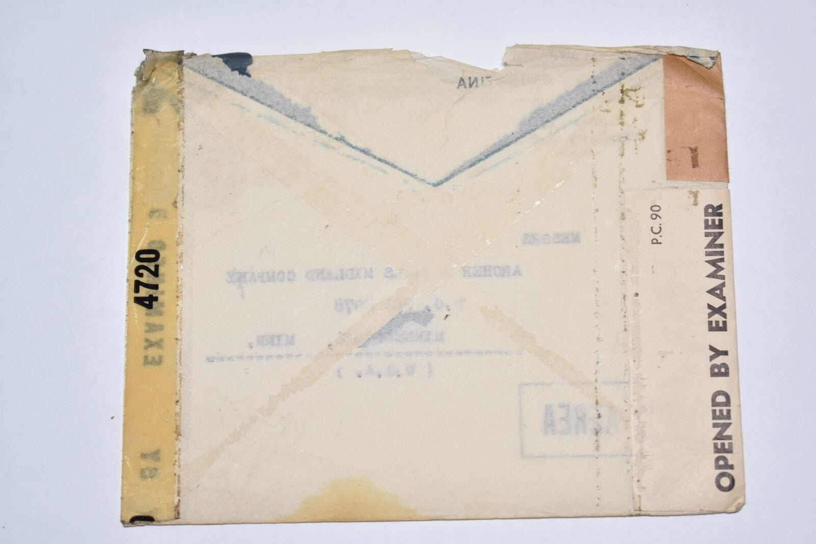 ARGENTINA CENSOR AIRMAIL COMMERCIAL COVER WWII OLD TO MINNEAPOLIS MN