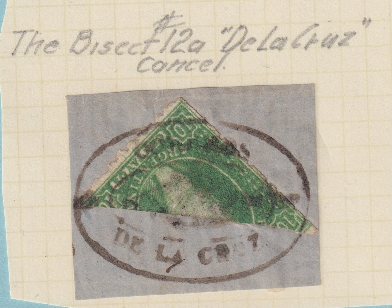 ARGENTINA 12a  1864  RIVADAVIA  BISECT DE LA CRUZ CANCEL RARE PDJ