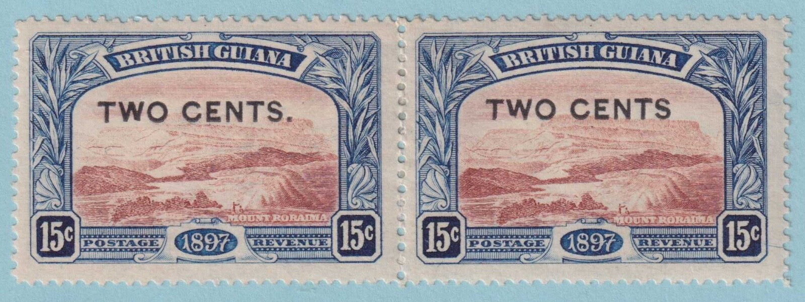 BRITISH GUIANA 159 AND 159A PAIR - WITHOUT PERIOD - MINT HINGED OG *  S645