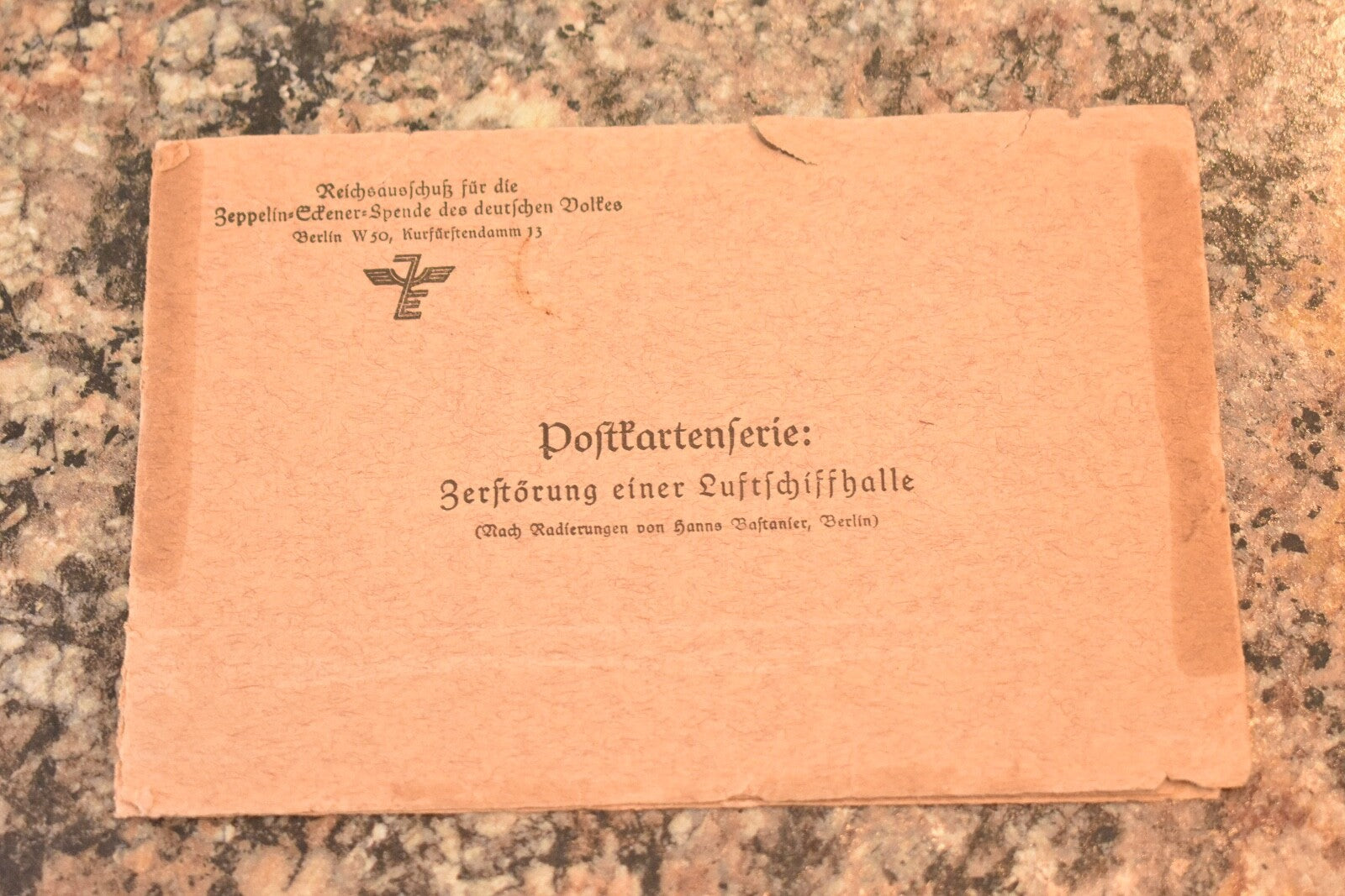 ARTIST CARDS 8 ZEPPELIN-ECKNER DONATION CARDS DESTRUCTION OF AIRSHIP HANGER RARE