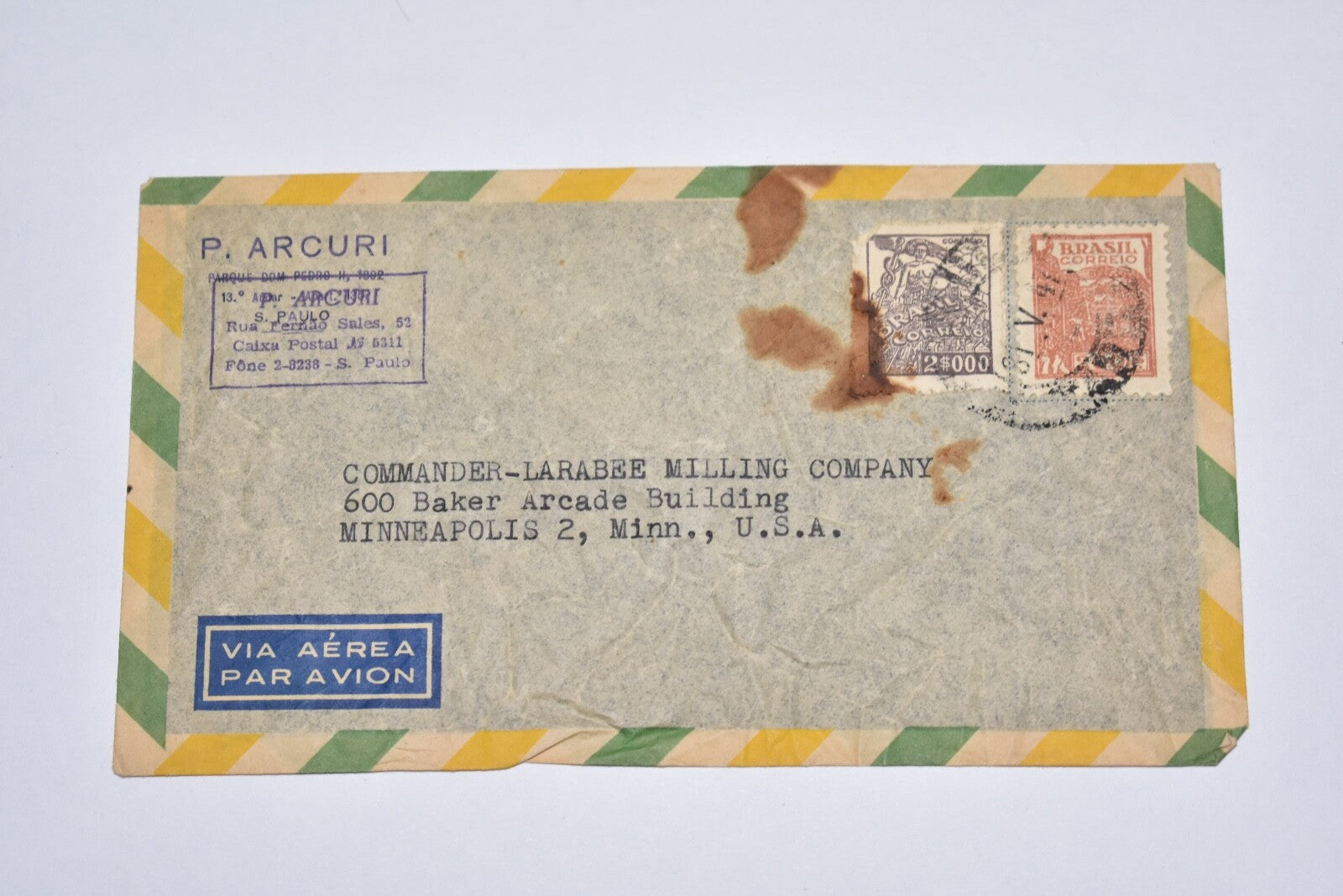 BRAZIL EARLY AIRMAIL COVER TO MINNEAPOLIS MN