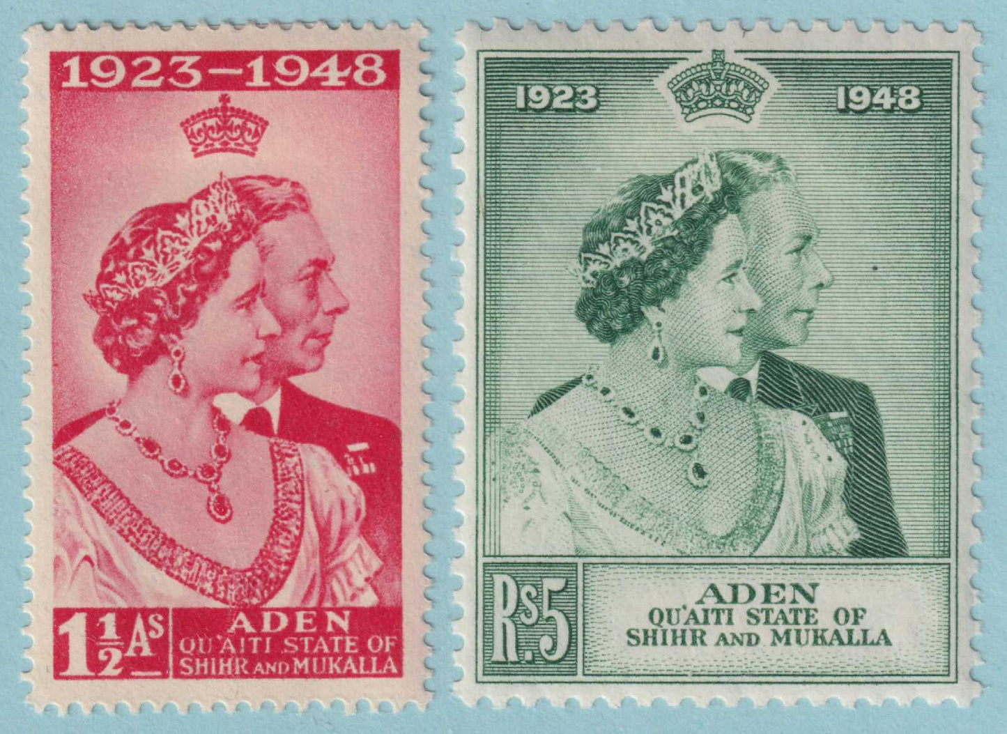 ADEN - QUAITI STATE 14 - 15  MINT HINGED OG * SILVER ANNIVERSARY - P461