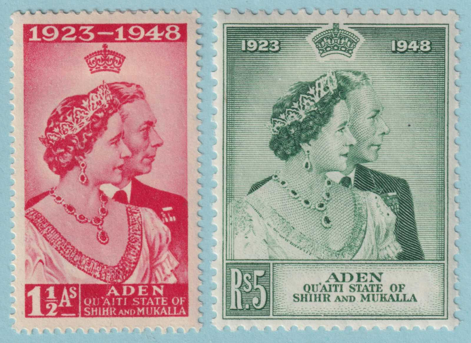 ADEN - QUAITI STATE 14 - 15  MINT HINGED OG * SILVER ANNIVERSARY - P461