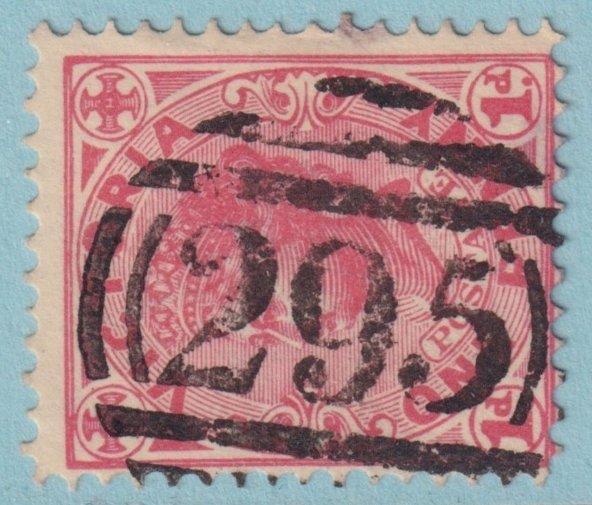 AUSTRALIA VICTORIA DARTMOOR 295 CANCEL POSTMARK RATED (R) BY FREEMAN! UBZ