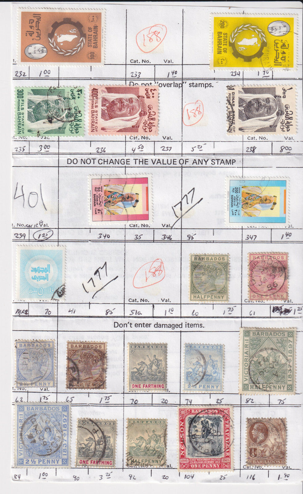 BAHRAIN AND BARBADOS - INTERESTING MINT & USED GROUP REMOVED FROM SHEETS - S986