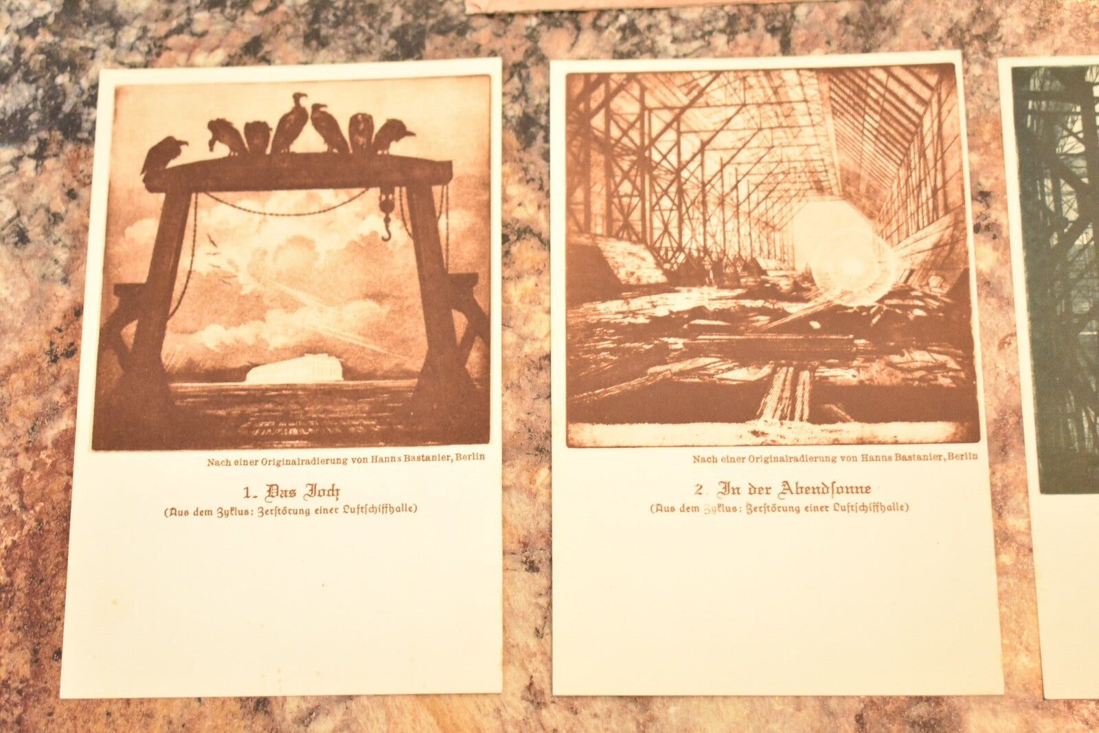 ARTIST CARDS 8 ZEPPELIN-ECKNER DONATION CARDS DESTRUCTION OF AIRSHIP HANGER RARE